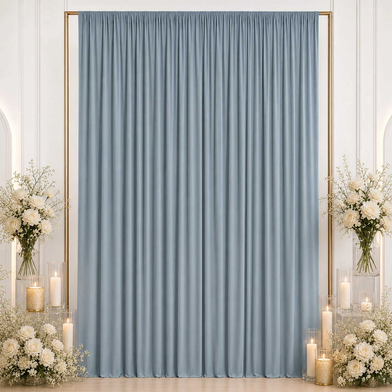 10ft x 12ft Spandex Backdrop Curtain Dusty Blue, 4-Way Stretch Wrinkle-Free Photo Booth Backdrop with Rod Pockets for Wedding & Events - Image 3