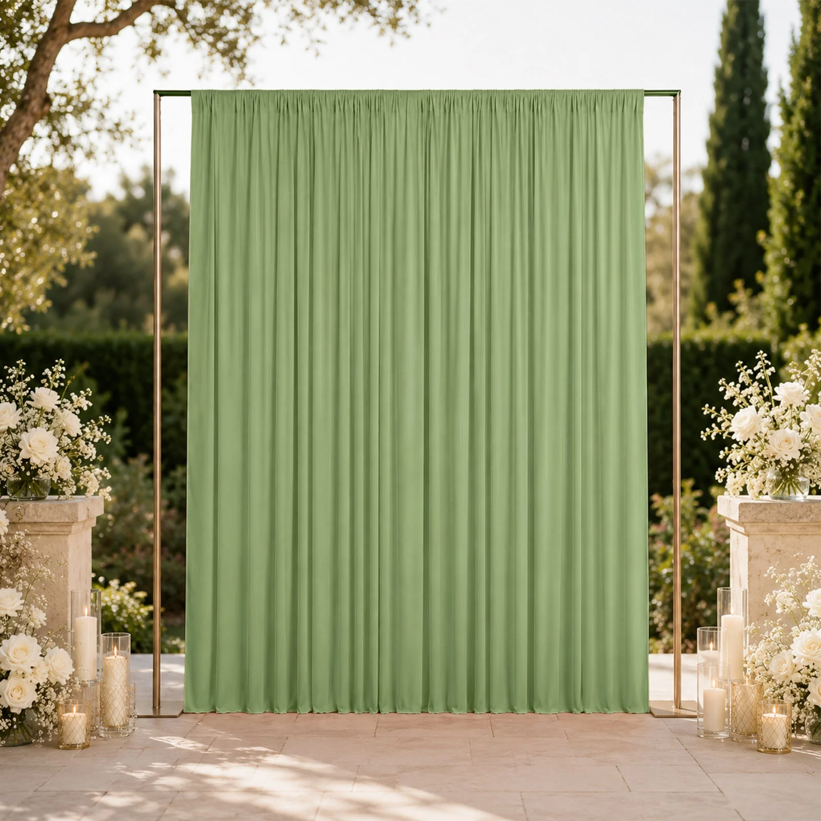10ft x 12ft Spandex Backdrop Curtain Sage Green, 4-Way Stretch Wrinkle-Free Photo Booth Backdrop with Rod Pockets for Wedding & Events