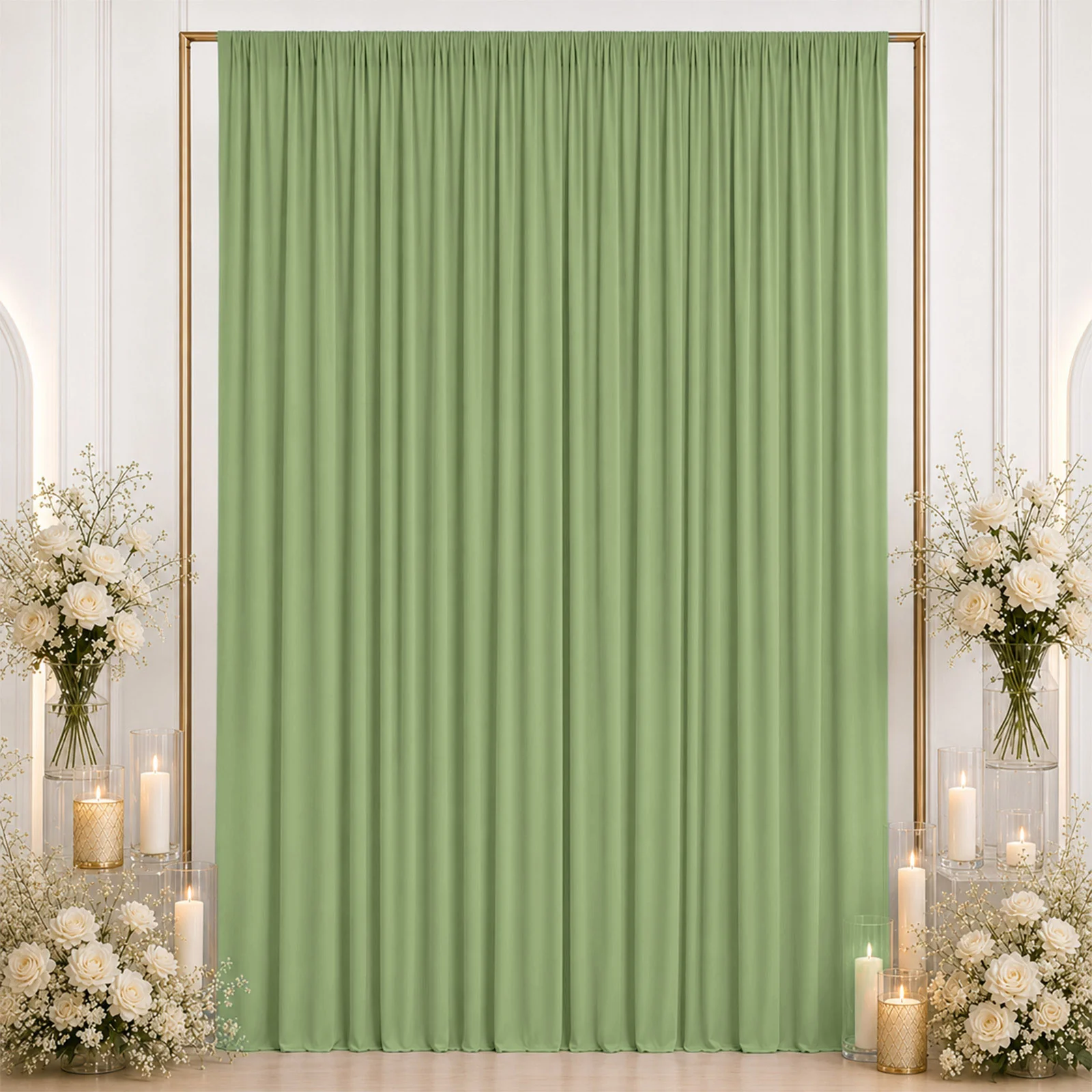 10ft x 12ft Spandex Backdrop Curtain Sage Green, 4-Way Stretch Wrinkle-Free Photo Booth Backdrop with Rod Pockets for Wedding & Events - Image 3