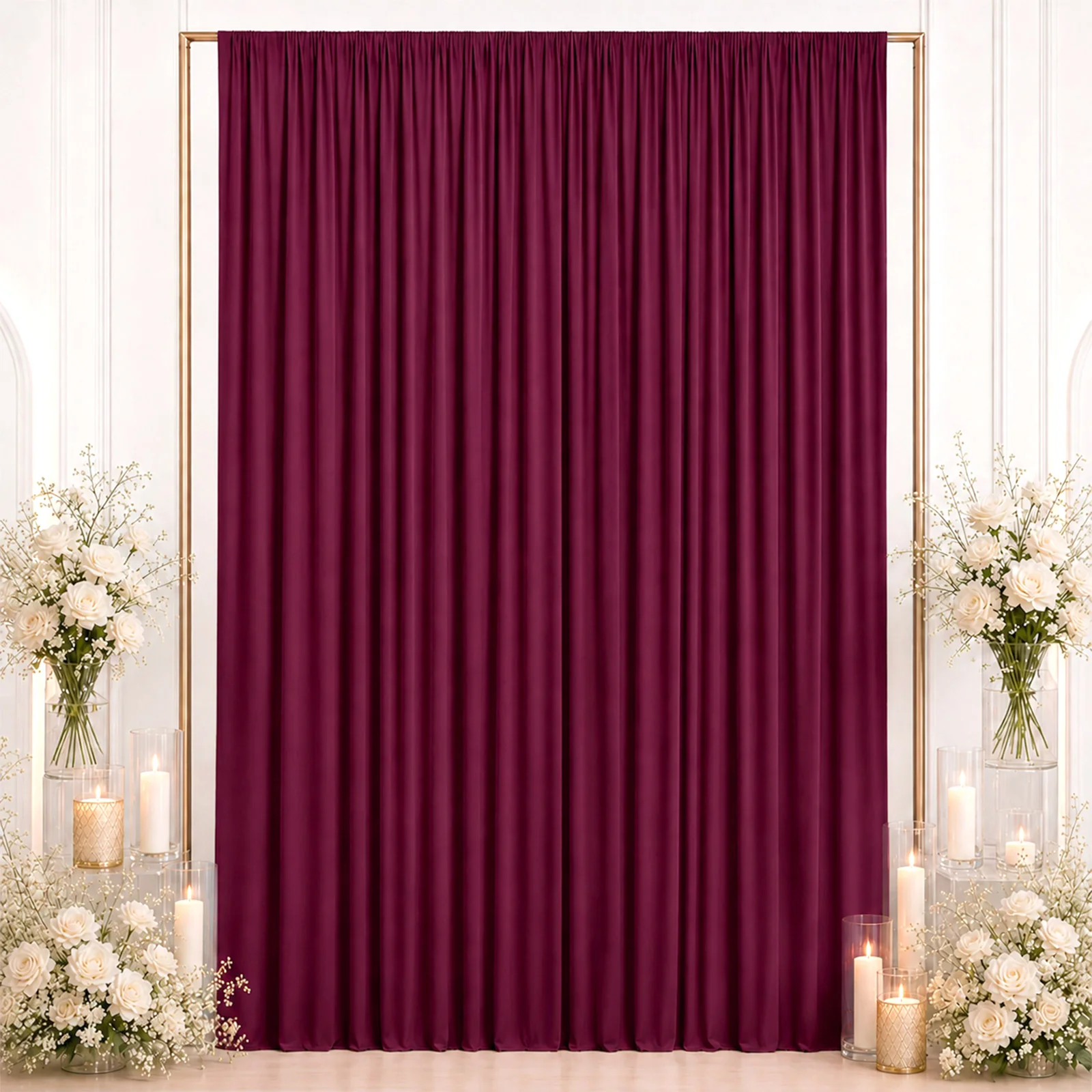 10ft x 12ft Spandex Backdrop Curtain Burgundy, 4-Way Stretch Wrinkle-Free Photo Booth Backdrop with Rod Pockets for Wedding & Events - Image 3