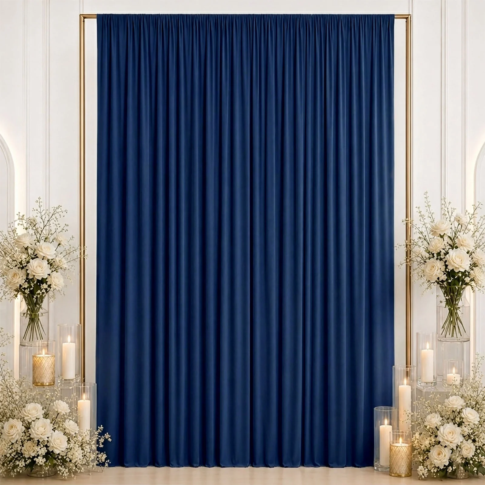 10ft x 12ft Spandex Backdrop Curtain Navy Blue, 4-Way Stretch Wrinkle-Free Photo Booth Backdrop with Rod Pockets for Wedding & Events - Image 3