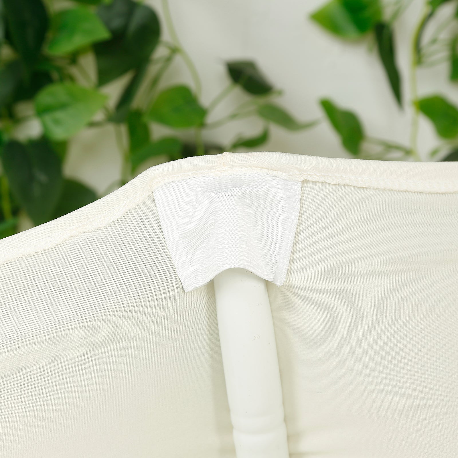 Spandex Folding Chair Cover Ivory with Ruched Swag Back and Foot Pockets – Fitted Stretch Slipcover - Image 6