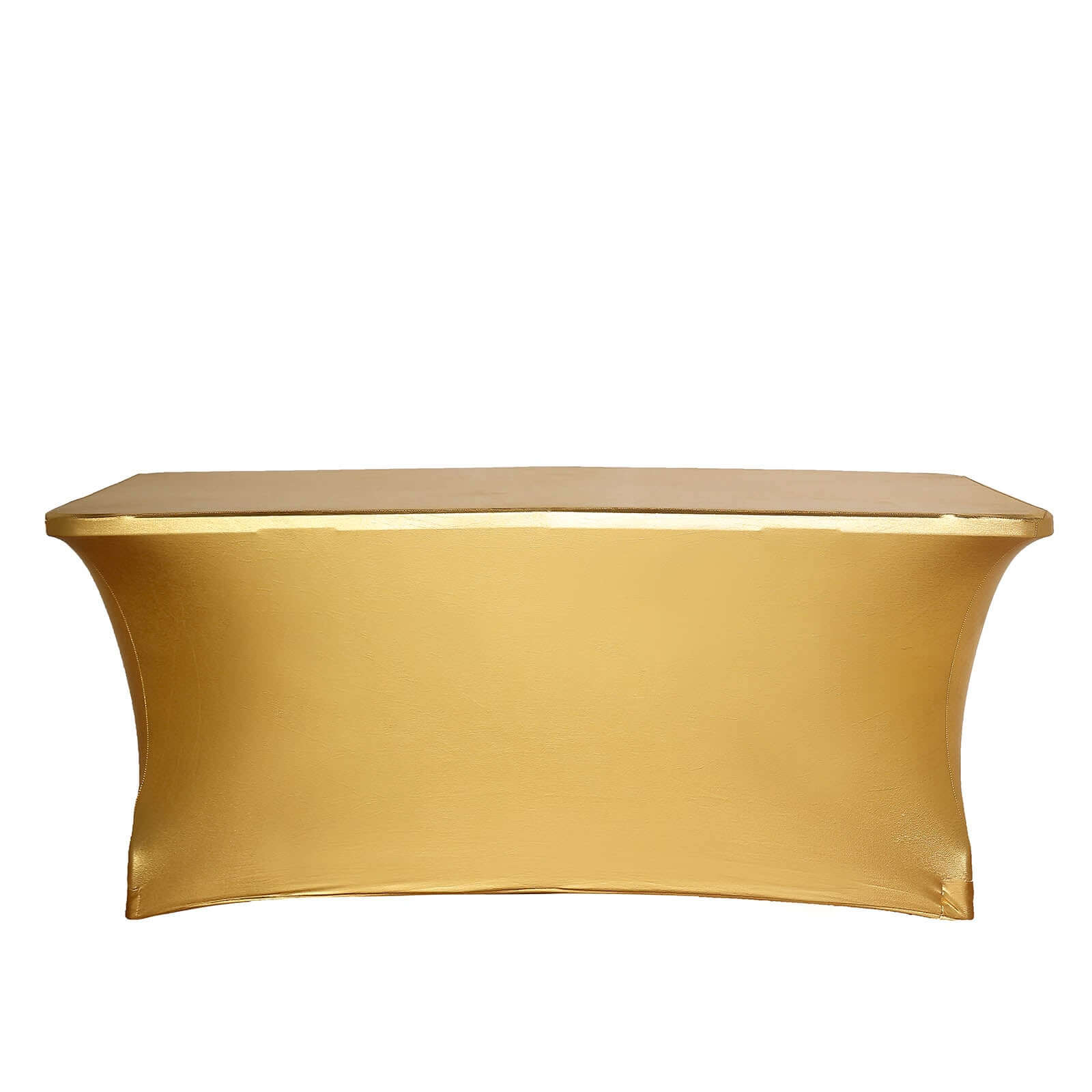 Stretch Spandex 72"x30" Rectangle Tablecloth Metallic Gold - Glamorous Form-Fitting Table Cover for Upscale Gatherings - Image 6