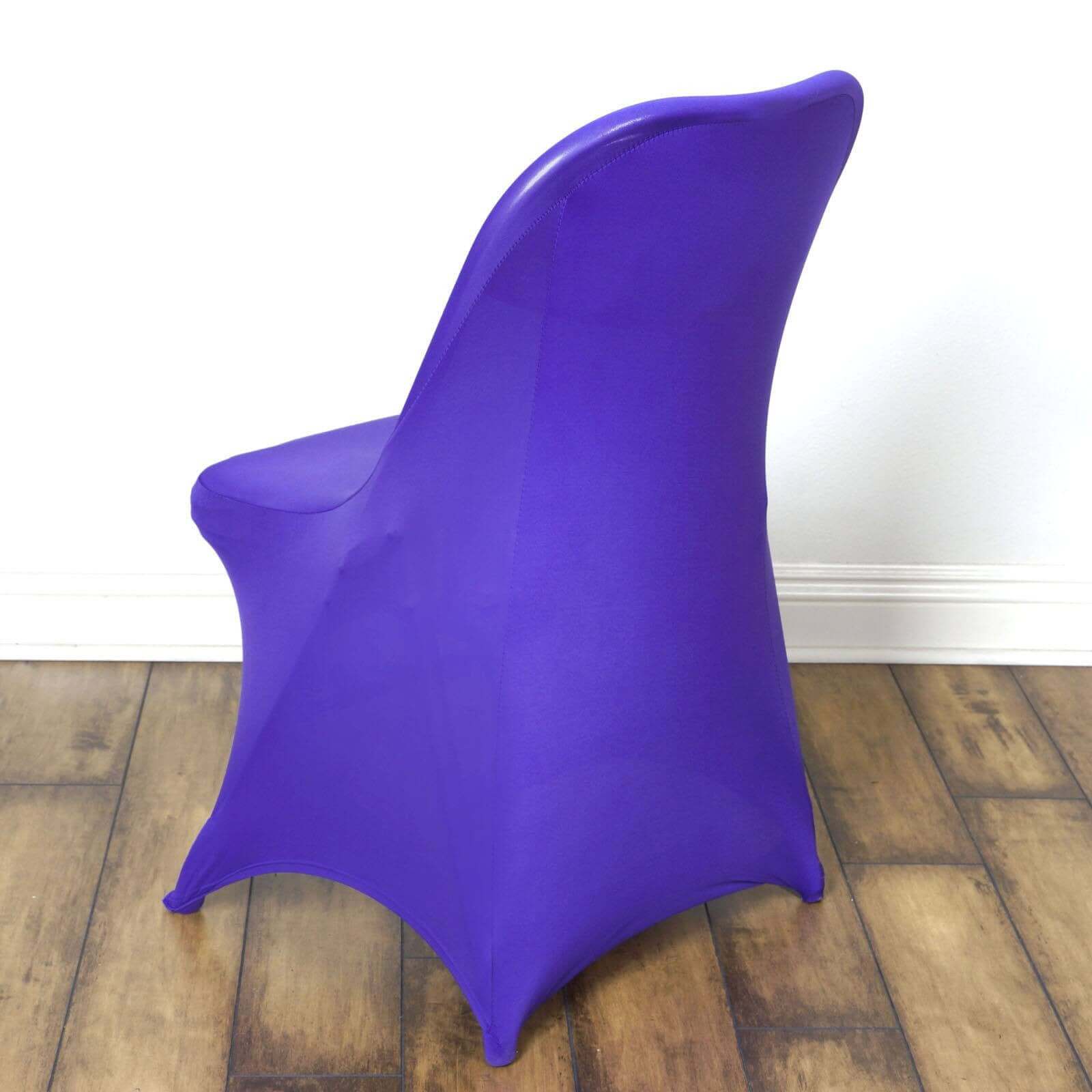 Stretch Spandex Chair Cover Purple for Folding Chairs - Reusable & Wrinkle-Resistant 160GSM Fitted Slipcover - Image 3