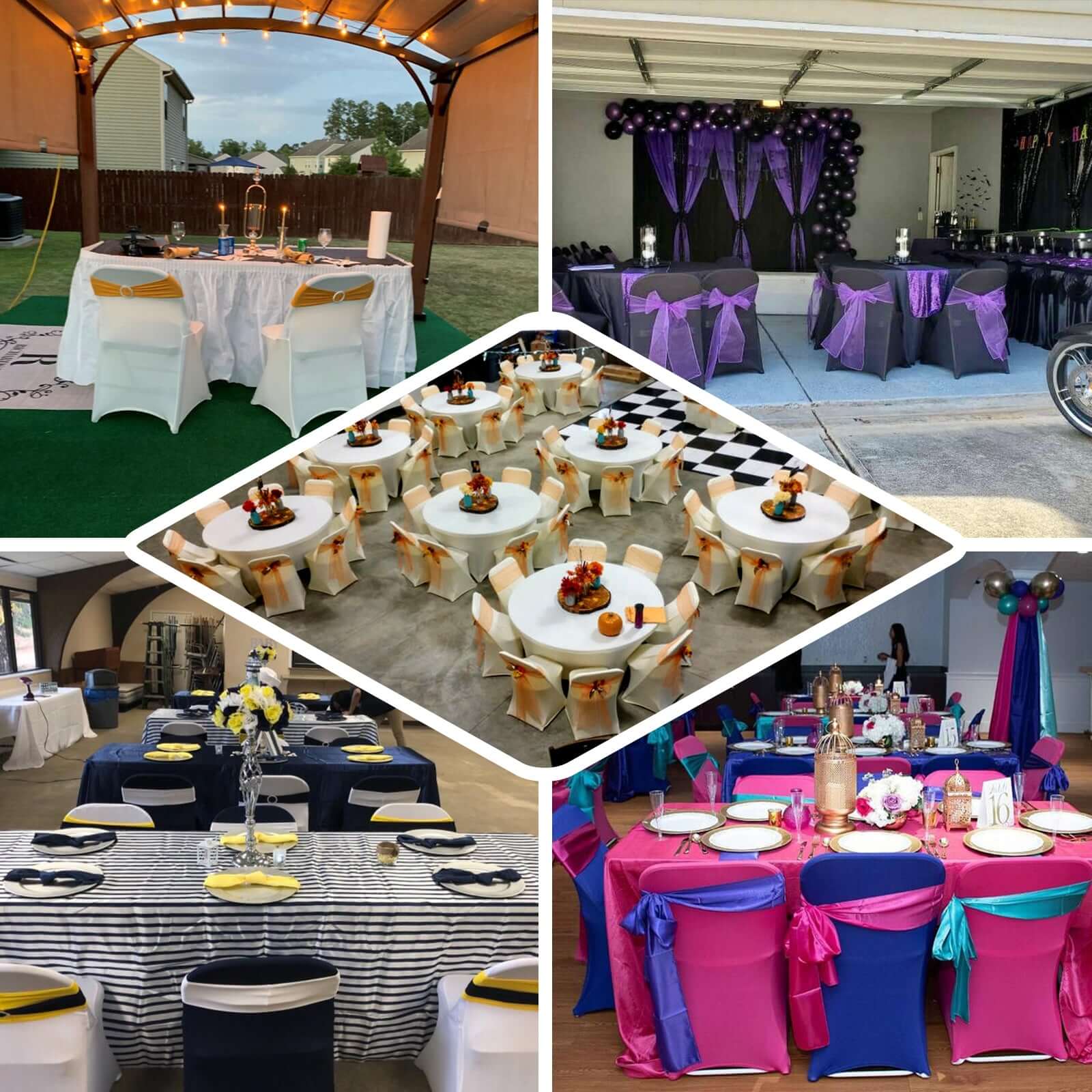 Stretch Spandex Chair Cover Purple for Folding Chairs - Reusable & Wrinkle-Resistant 160GSM Fitted Slipcover - Image 5