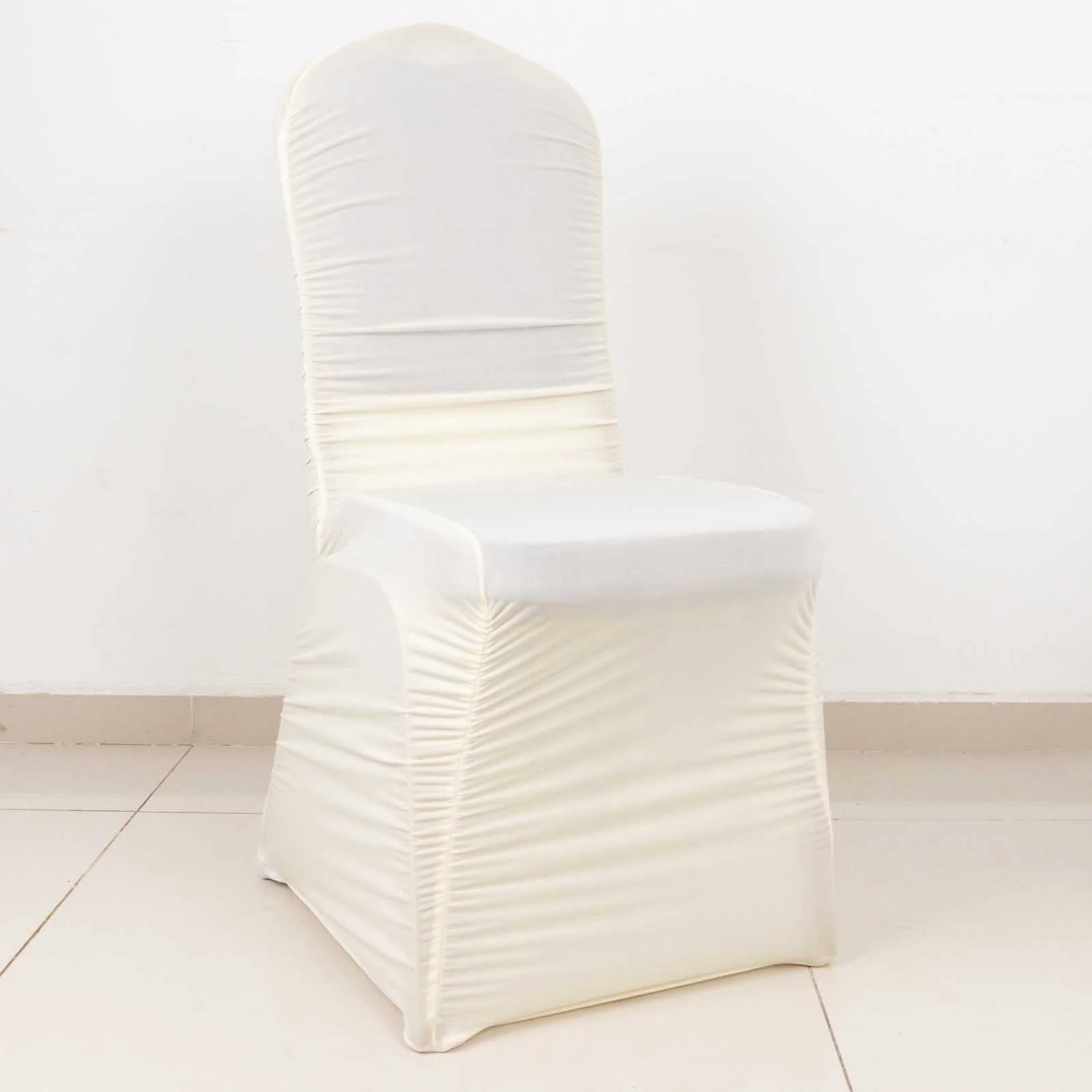 Stretch Spandex Chair Cover Rouge for Banquet Chairs Ivory - Fitted Slip-On Slipcover - Image 2
