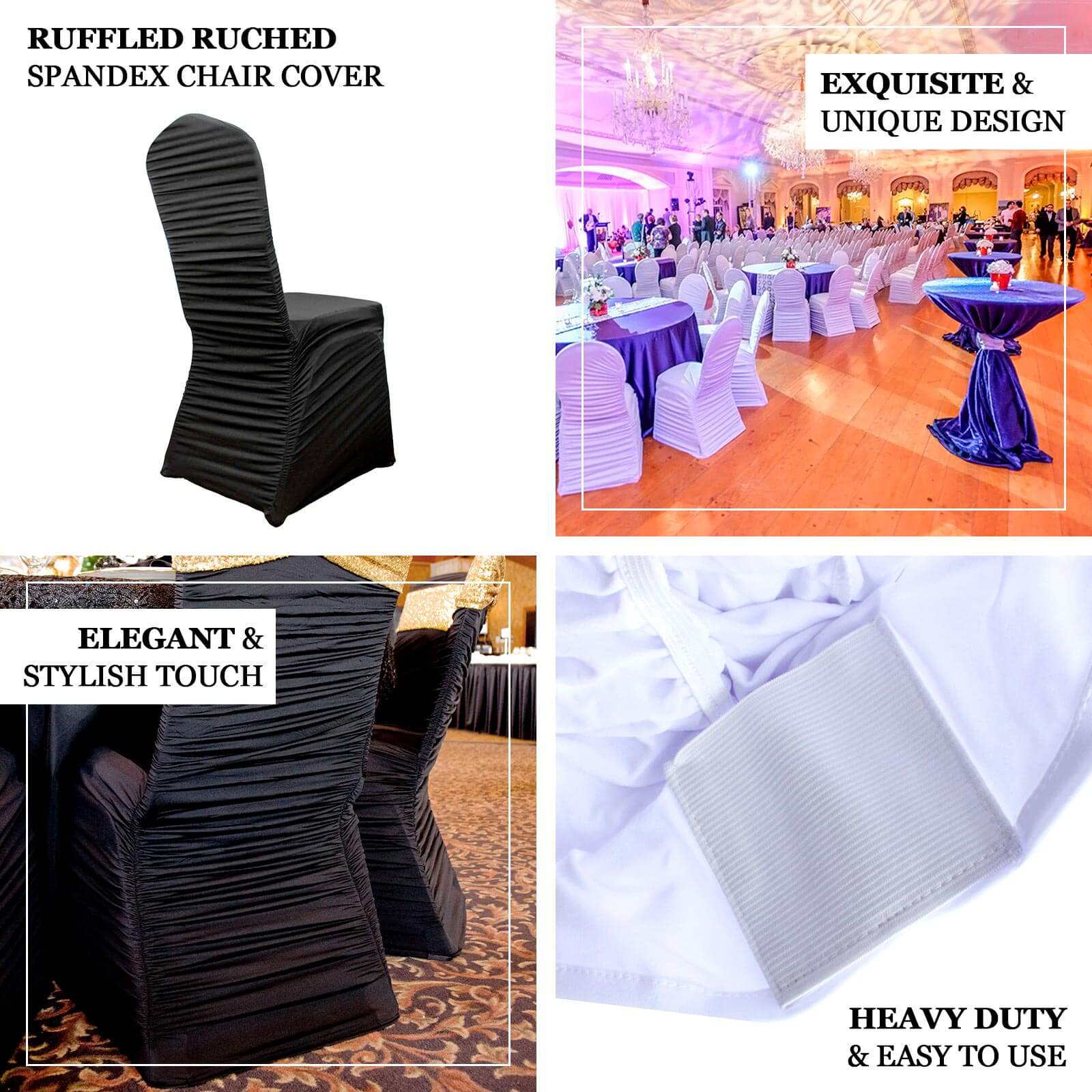 Stretch Spandex Chair Cover Rouge for Banquet Chairs Ivory - Fitted Slip-On Slipcover - Image 3