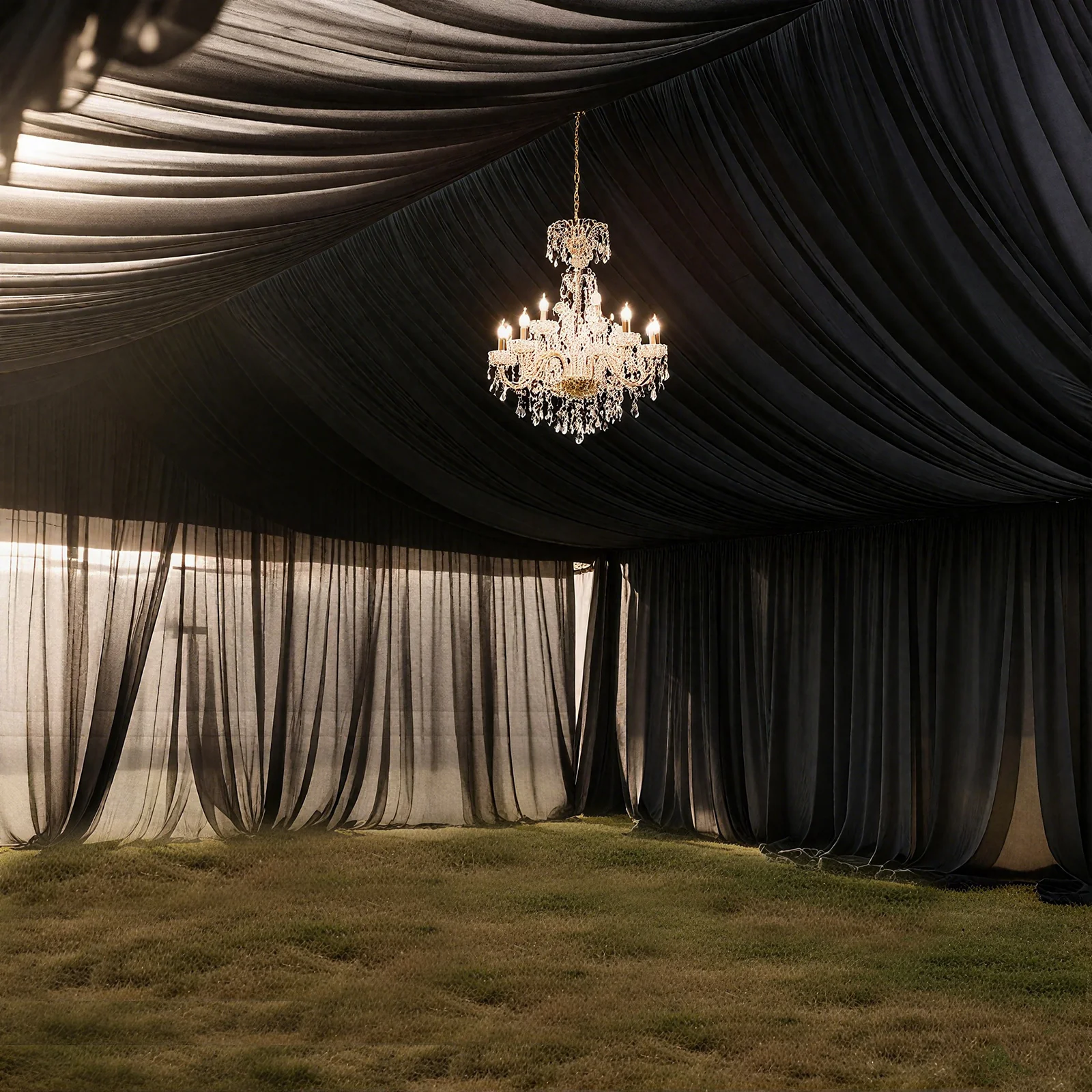 Black Stretch Spandex Tent Ceiling Drape – 25ft x 36ft 100GSM Wrinkle-Free Fabric Ceiling Liner with Pole Pockets, Standard - Image 2