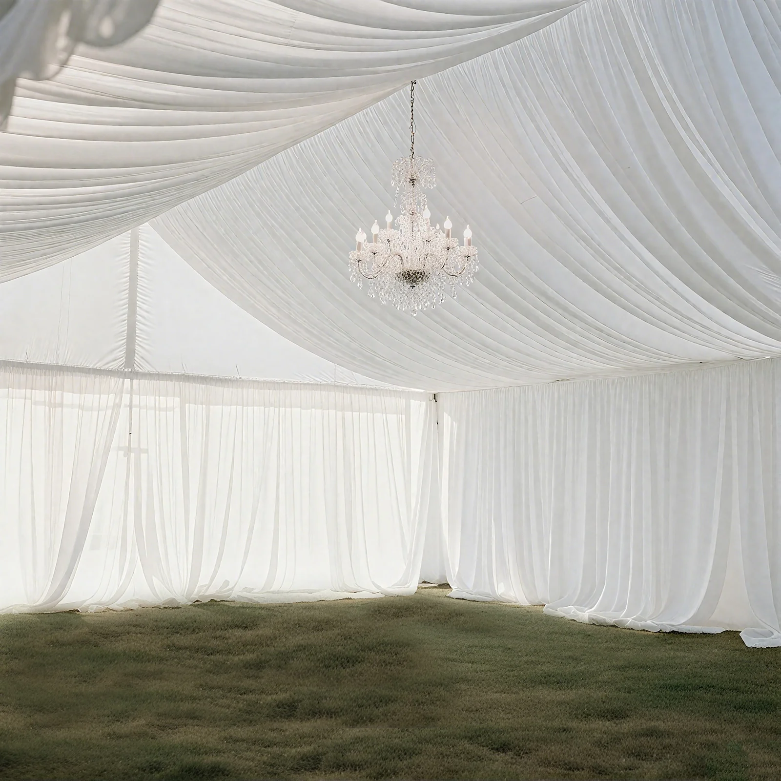 White Stretch Spandex Tent Ceiling Drape – 25ft x 36ft 100GSM Wrinkle-Free Fabric Ceiling Liner with Pole Pockets, Standard - Image 2