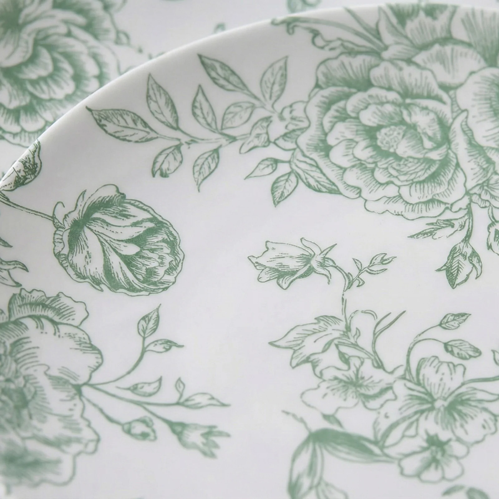 10-Pack French Toile Plastic Party Plates – Sage Green & White Floral, 10" Round Disposable Dinner Plates - Image 6