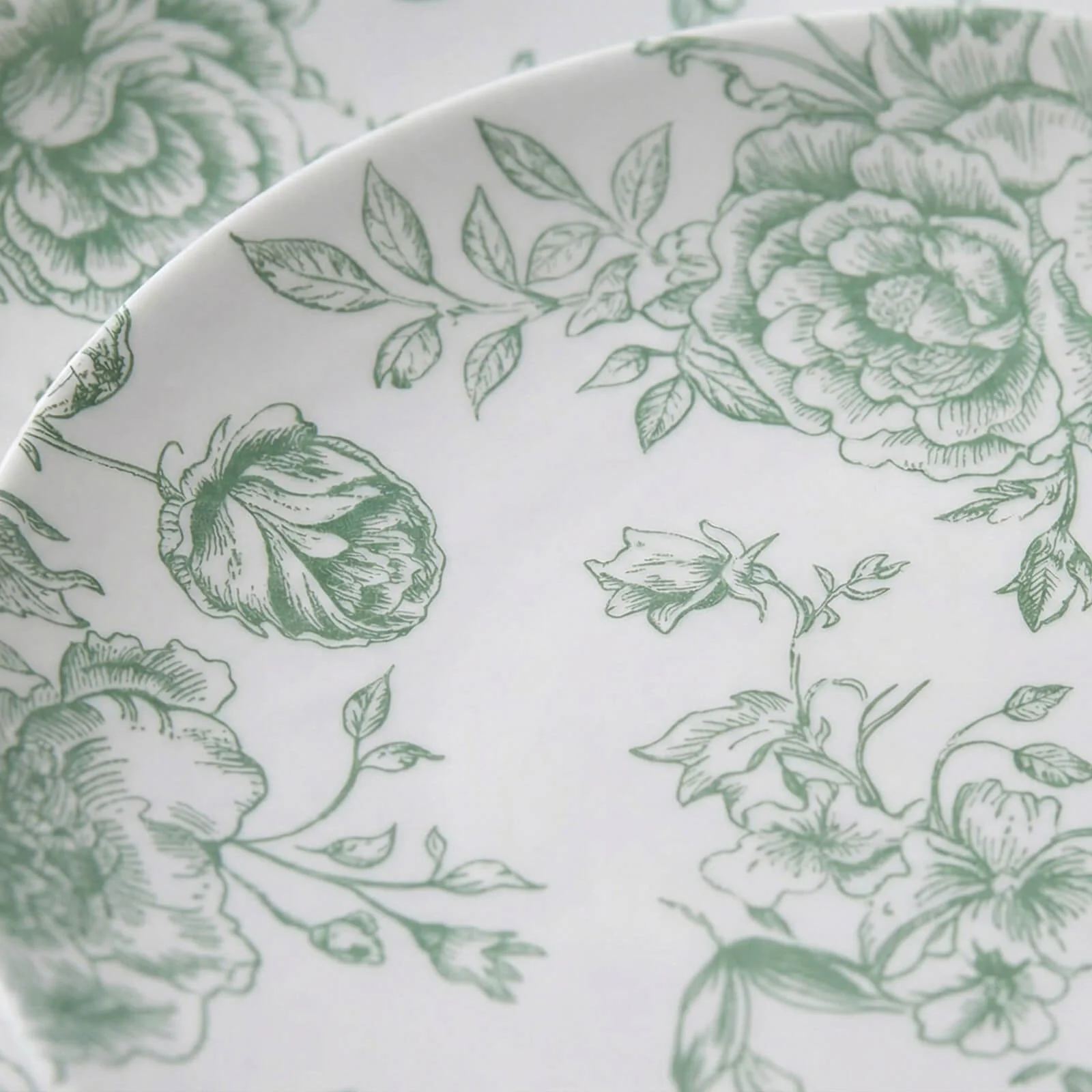 10-Pack French Toile Plastic Salad Plates – Sage Green & White Floral, 7" Round Disposable Dessert Plates - Image 5