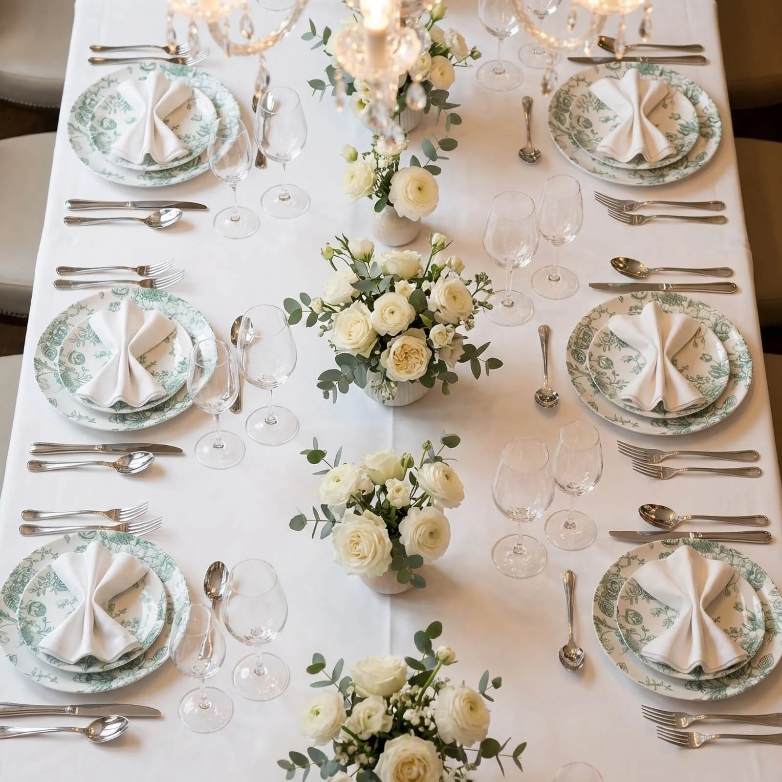 10-Pack French Toile Plastic Salad Plates – Sage Green & White Floral, 7" Round Disposable Dessert Plates - Image 6