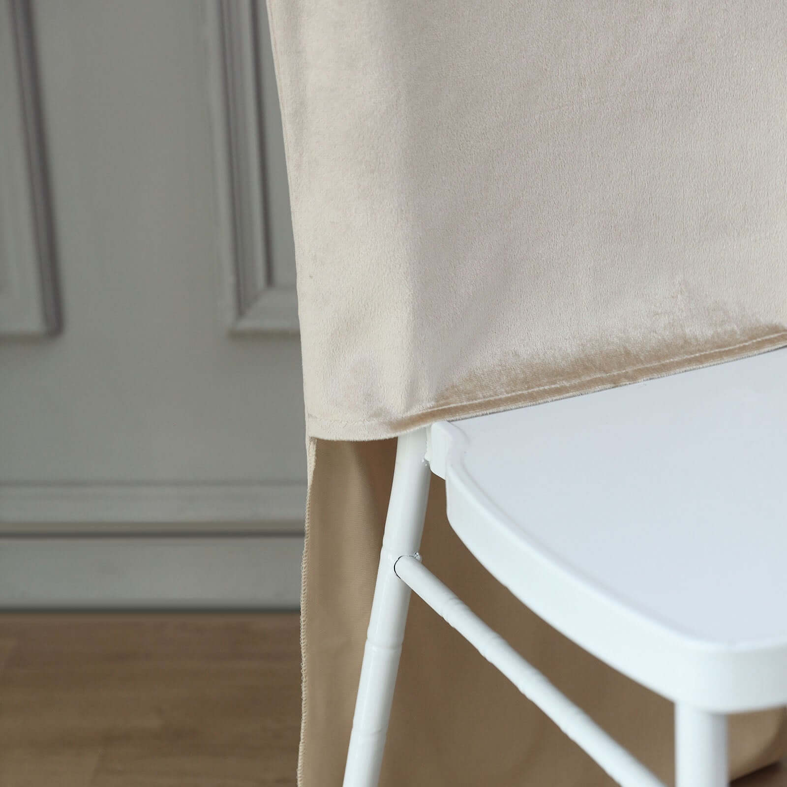Velvet Chair Back Slipcover for Chiavari Chairs Champagne - Soft and Smooth Solid Chair Back Cover Cap - Image 8