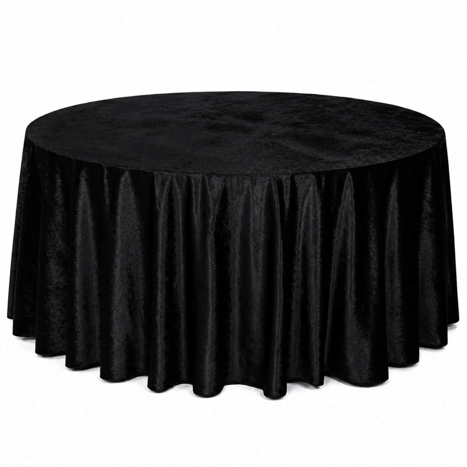 Premium Velvet 132" Round Tablecloth Black - Reusable & Soft Table Cover