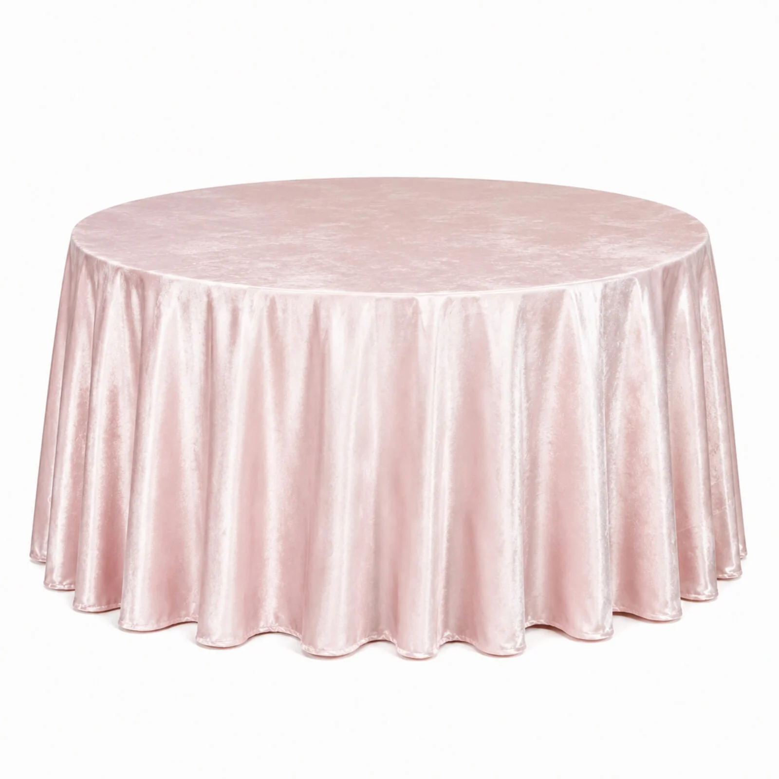 Premium Velvet 132" Round Tablecloth Blush - Reusable & Soft Table Cover