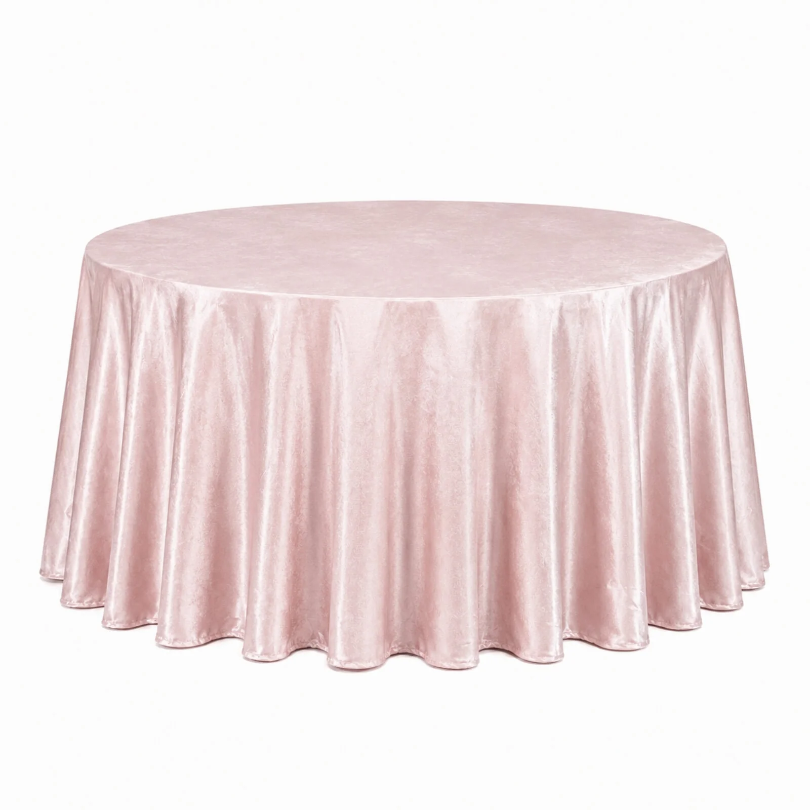 Premium Velvet 132" Round Tablecloth Blush - Reusable & Soft Table Cover - Image 2