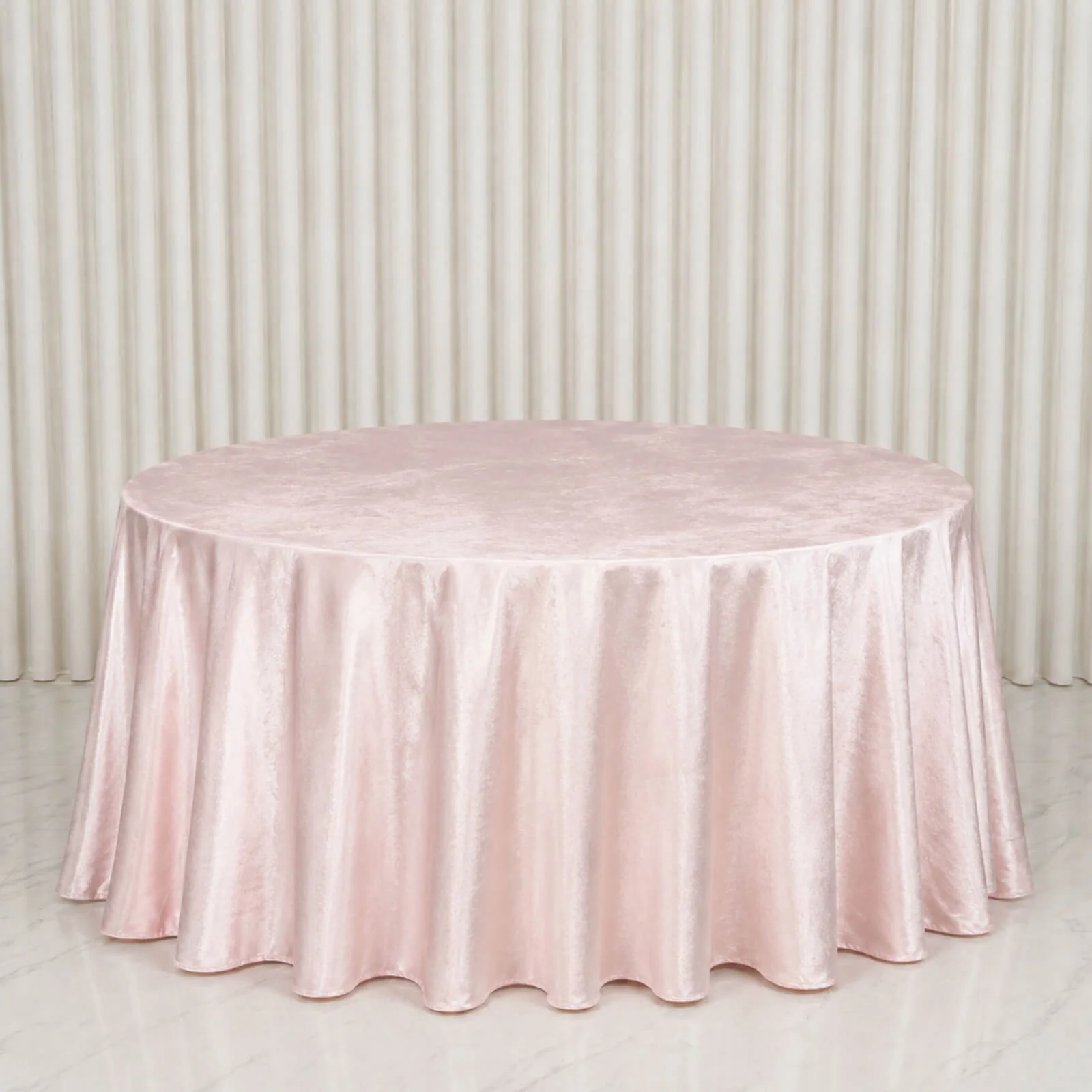 Premium Velvet 132" Round Tablecloth Blush - Reusable & Soft Table Cover - Image 3