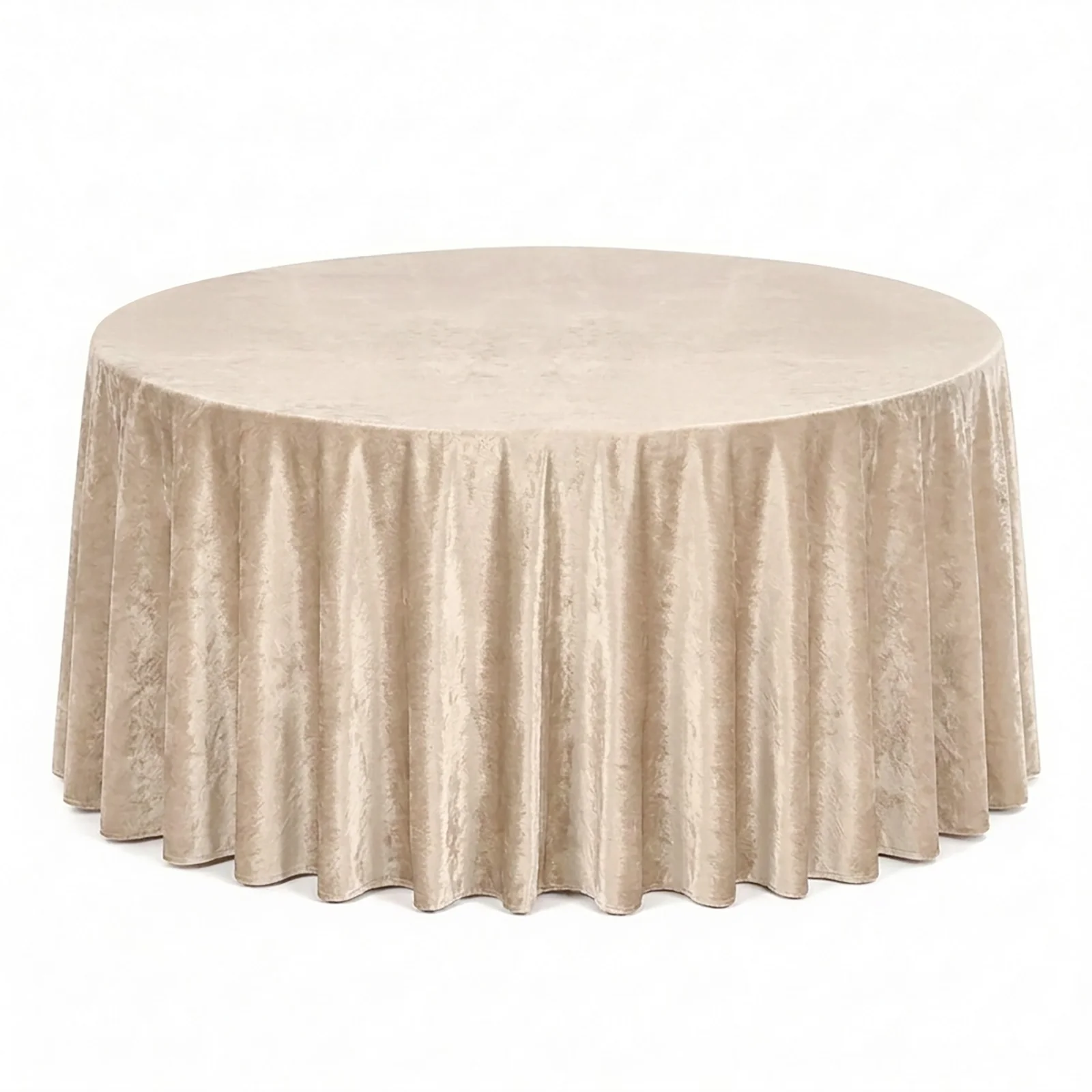 Premium Velvet 132" Round Tablecloth Champagne - Reusable & Soft Table Cover