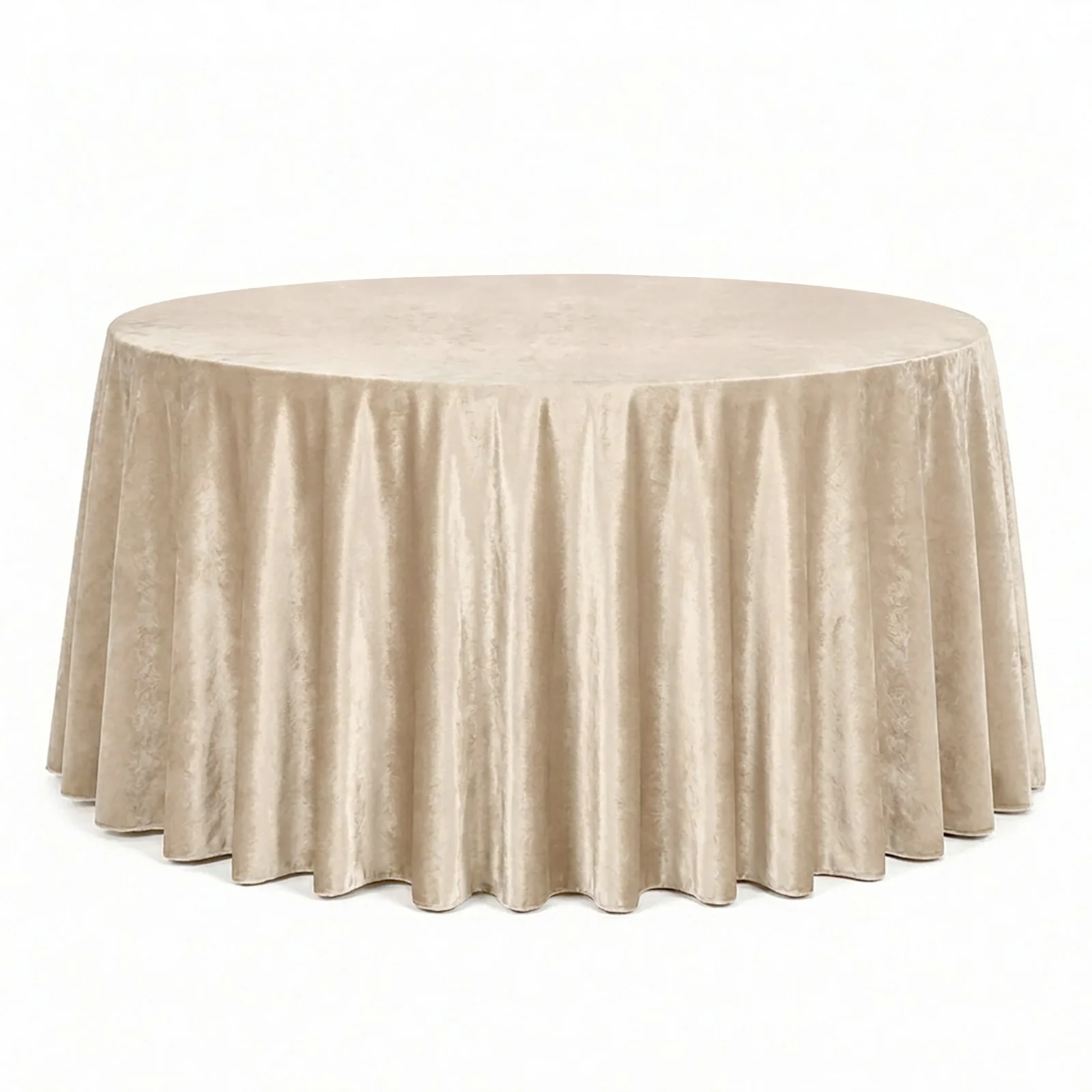 Premium Velvet 132" Round Tablecloth Champagne - Reusable & Soft Table Cover - Image 2
