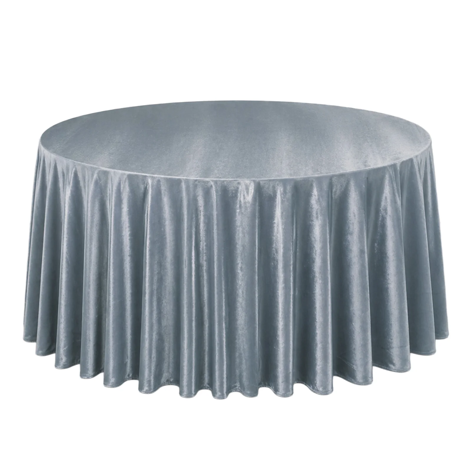 Premium Velvet 132" Round Tablecloth Dusty Blue - Reusable & Soft Table Cover