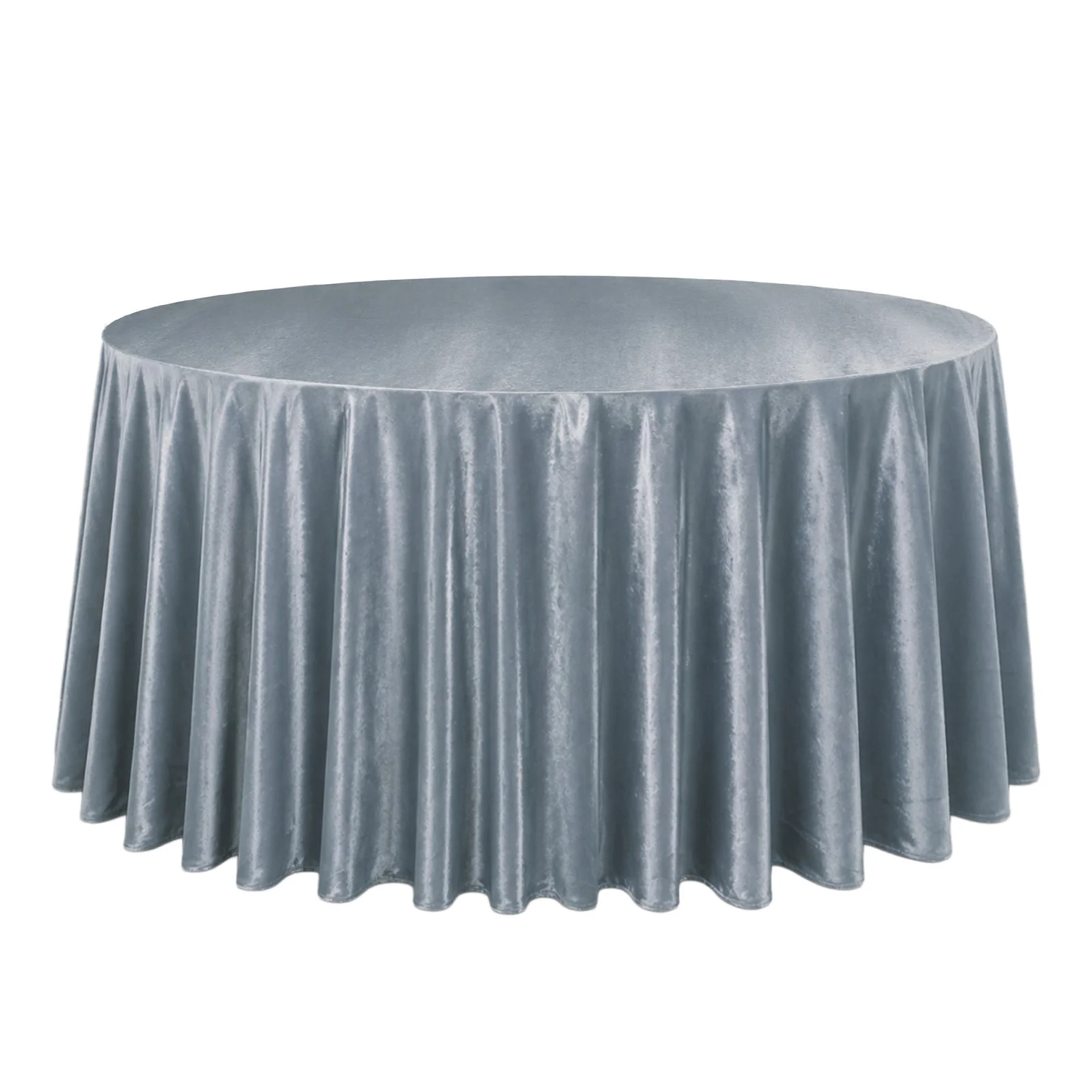 Premium Velvet 132" Round Tablecloth Dusty Blue - Reusable & Soft Table Cover - Image 2