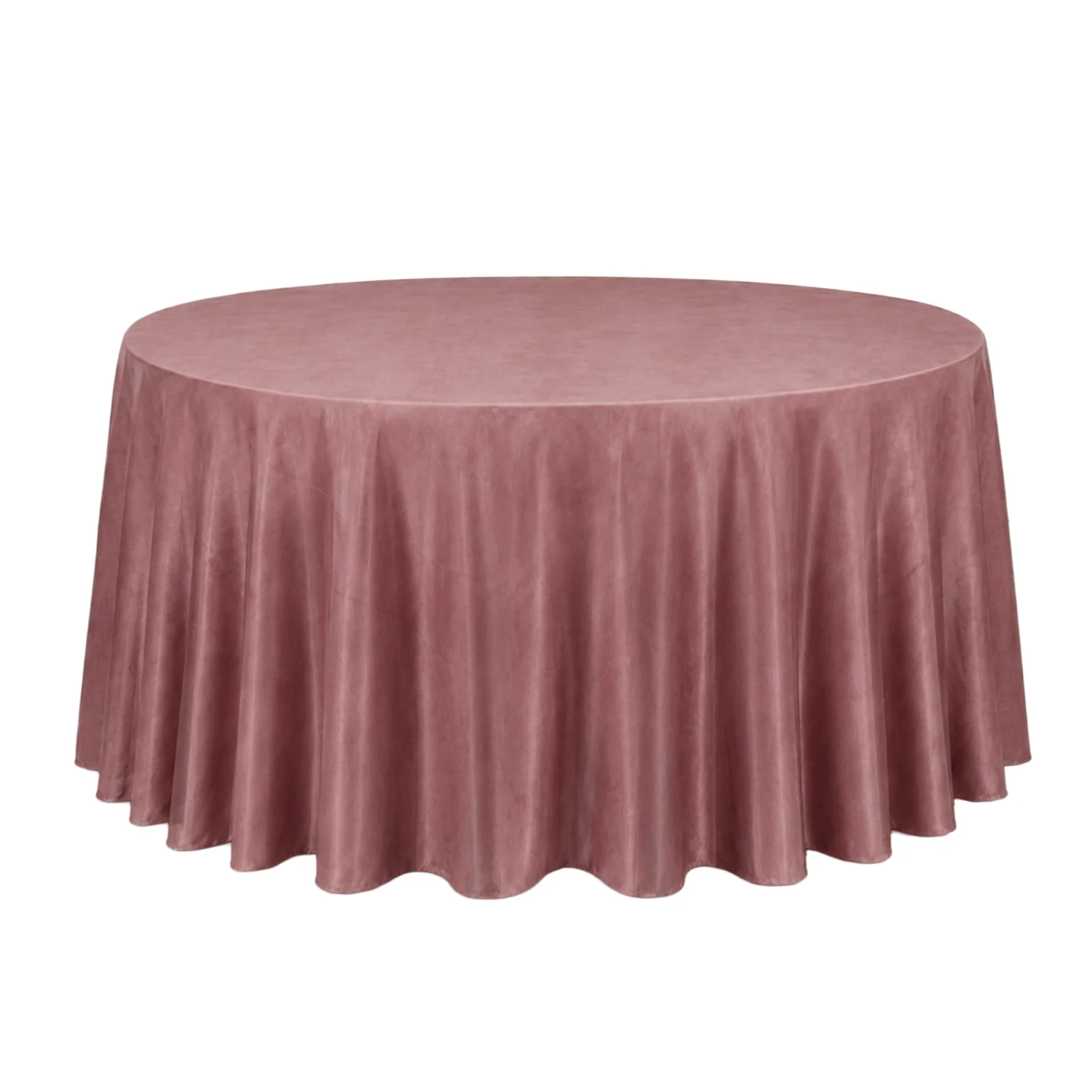 Premium Velvet 132" Round Tablecloth Dusty Rose - Reusable & Soft Table Cover - Image 2