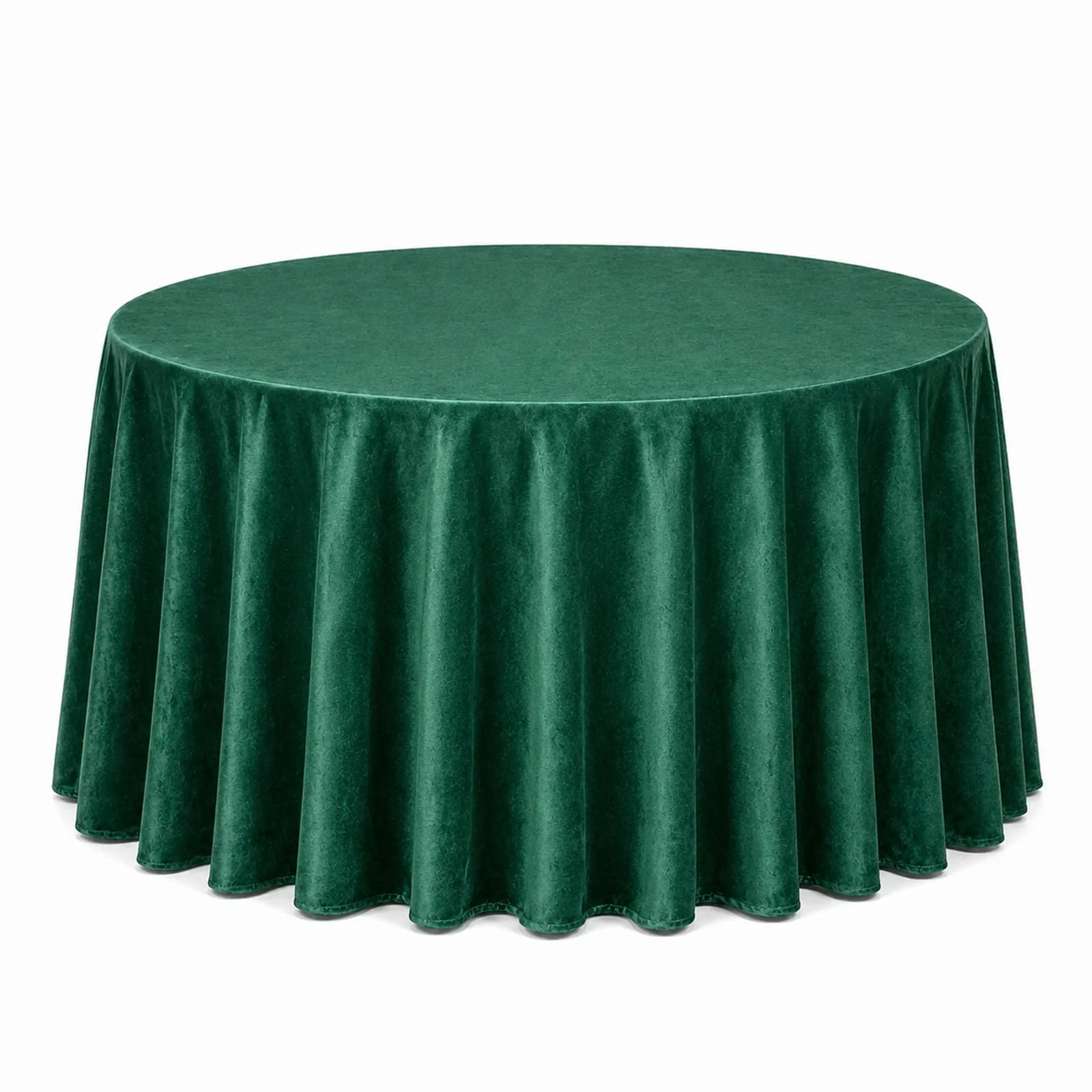 Premium Velvet 132" Round Tablecloth Hunter Emerald Green - Reusable & Soft Table Cover
