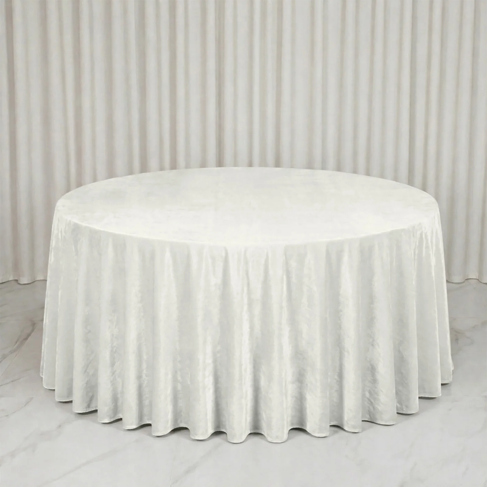 Premium Velvet 132" Round Tablecloth Ivory - Reusable & Soft Table Cover - Image 3