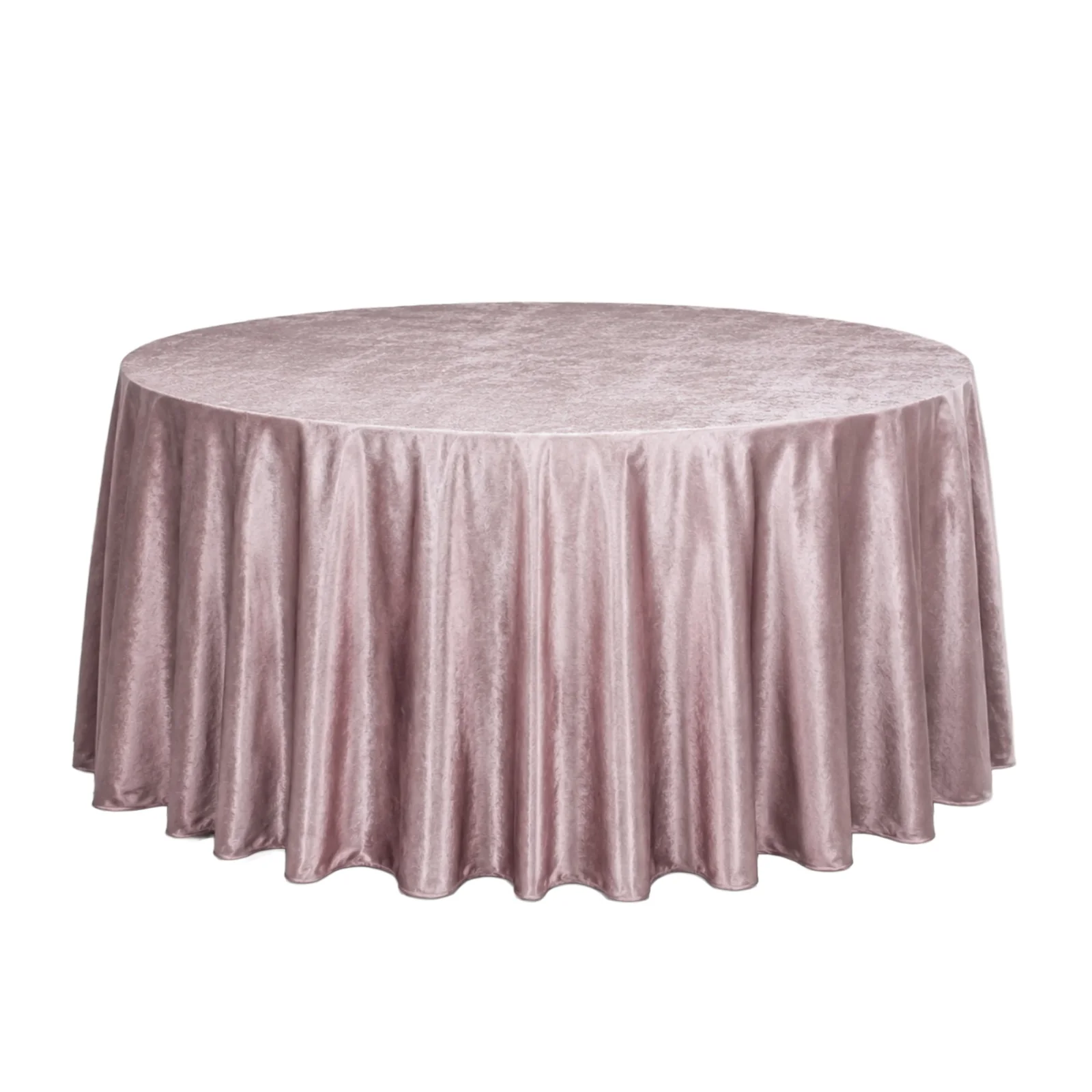 Premium Velvet 132" Round Tablecloth Mauve Cinnamon Rose - Reusable & Soft Table Cover