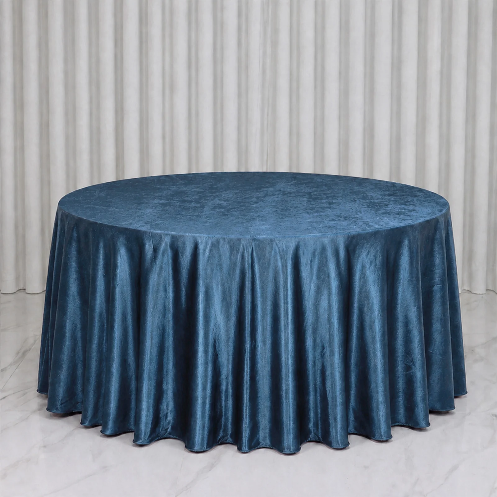Premium Velvet 132" Round Tablecloth Navy Blue - Reusable & Soft Table Cover - Image 3