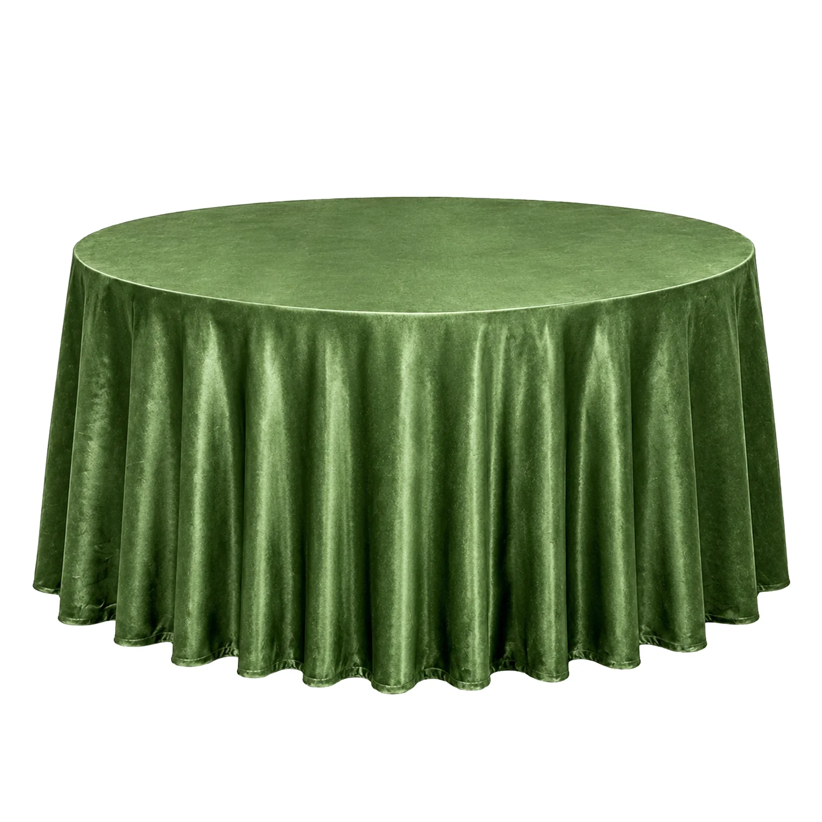 Premium Velvet 132" Round Tablecloth Olive Green - Reusable & Soft Table Cover