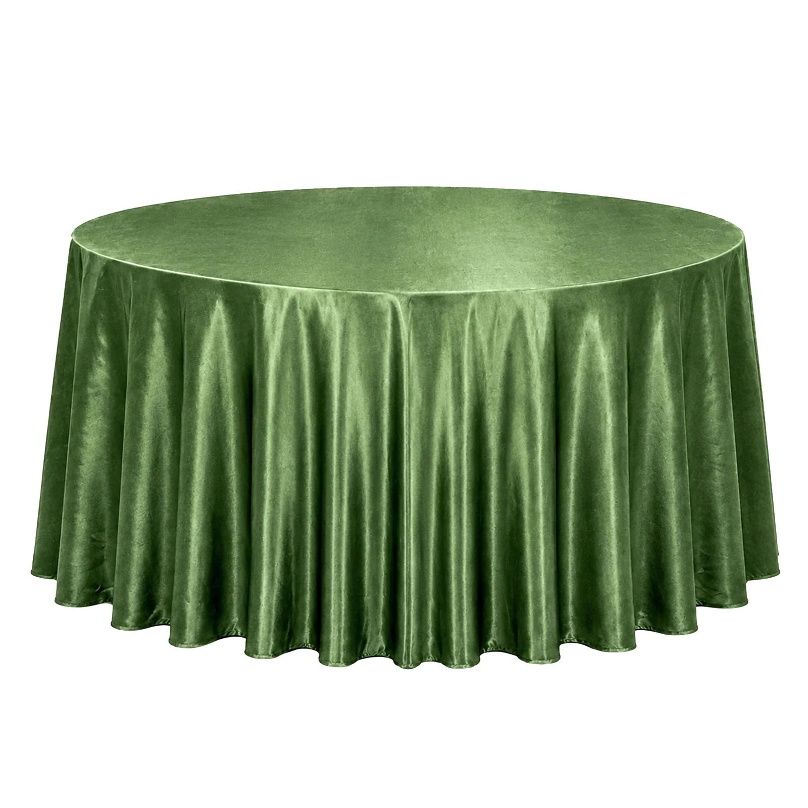 Premium Velvet 132" Round Tablecloth Olive Green - Reusable & Soft Table Cover - Image 2
