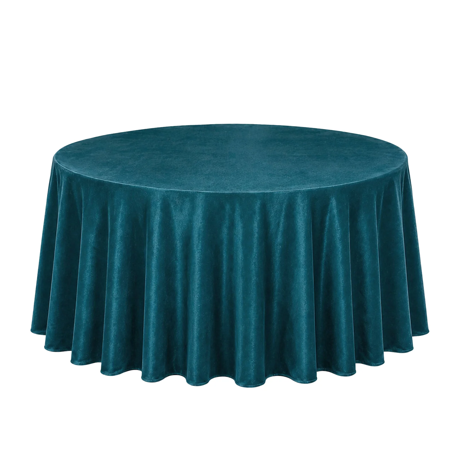 Premium Velvet 132" Round Tablecloth Peacock Teal - Reusable & Soft Table Cover - Image 2