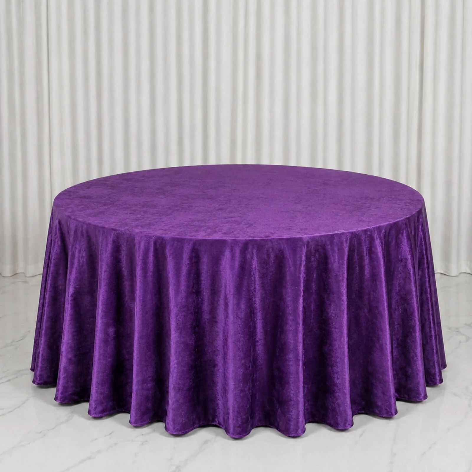 Premium Velvet 132" Round Tablecloth Purple - Reusable & Soft Table Cover - Image 3