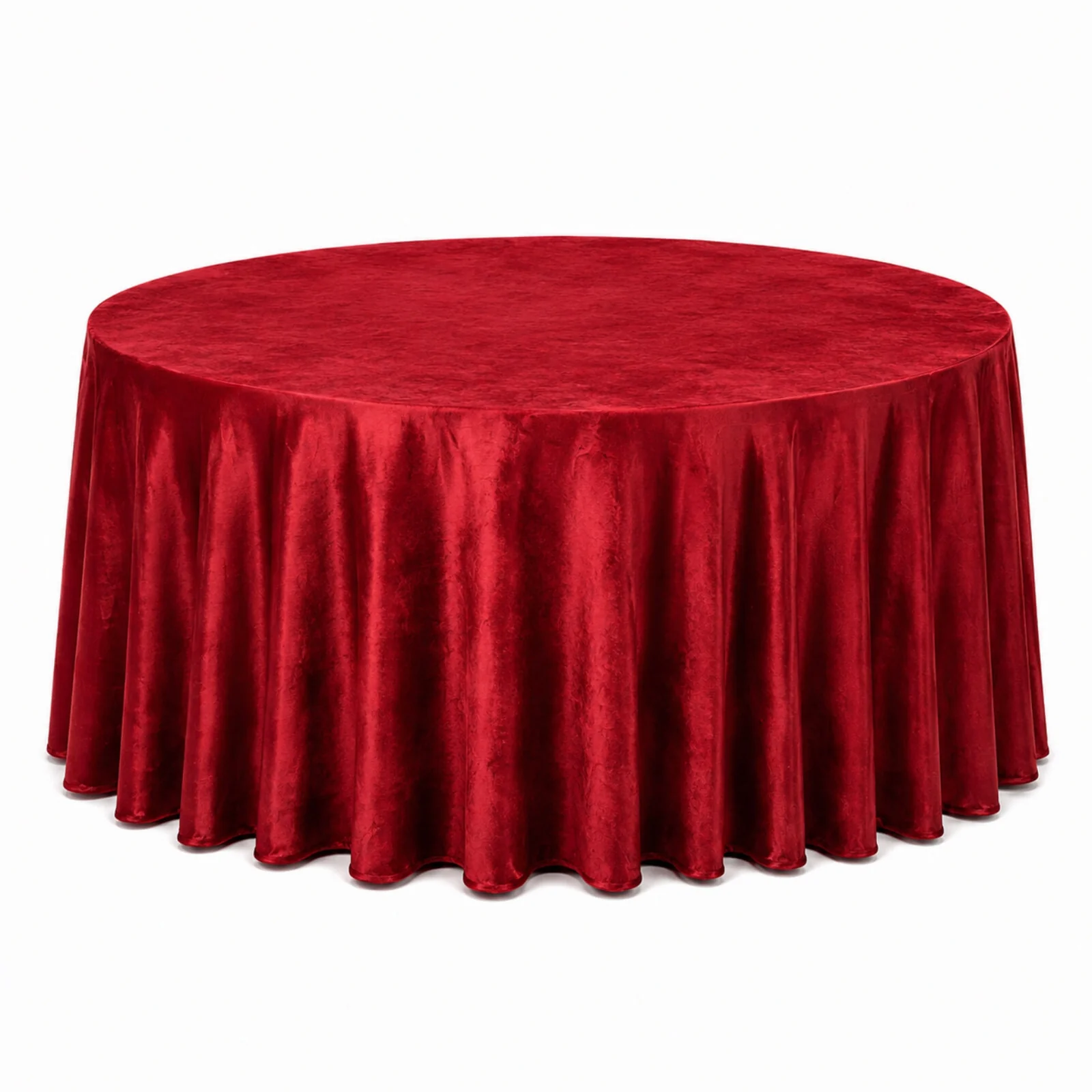 Premium Velvet 132" Round Tablecloth Red - Reusable & Soft Table Cover
