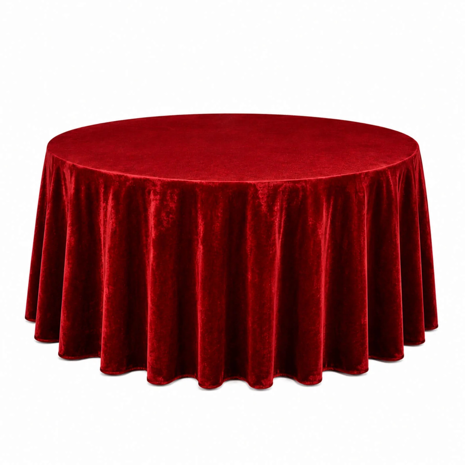 Premium Velvet 132" Round Tablecloth Red - Reusable & Soft Table Cover - Image 2