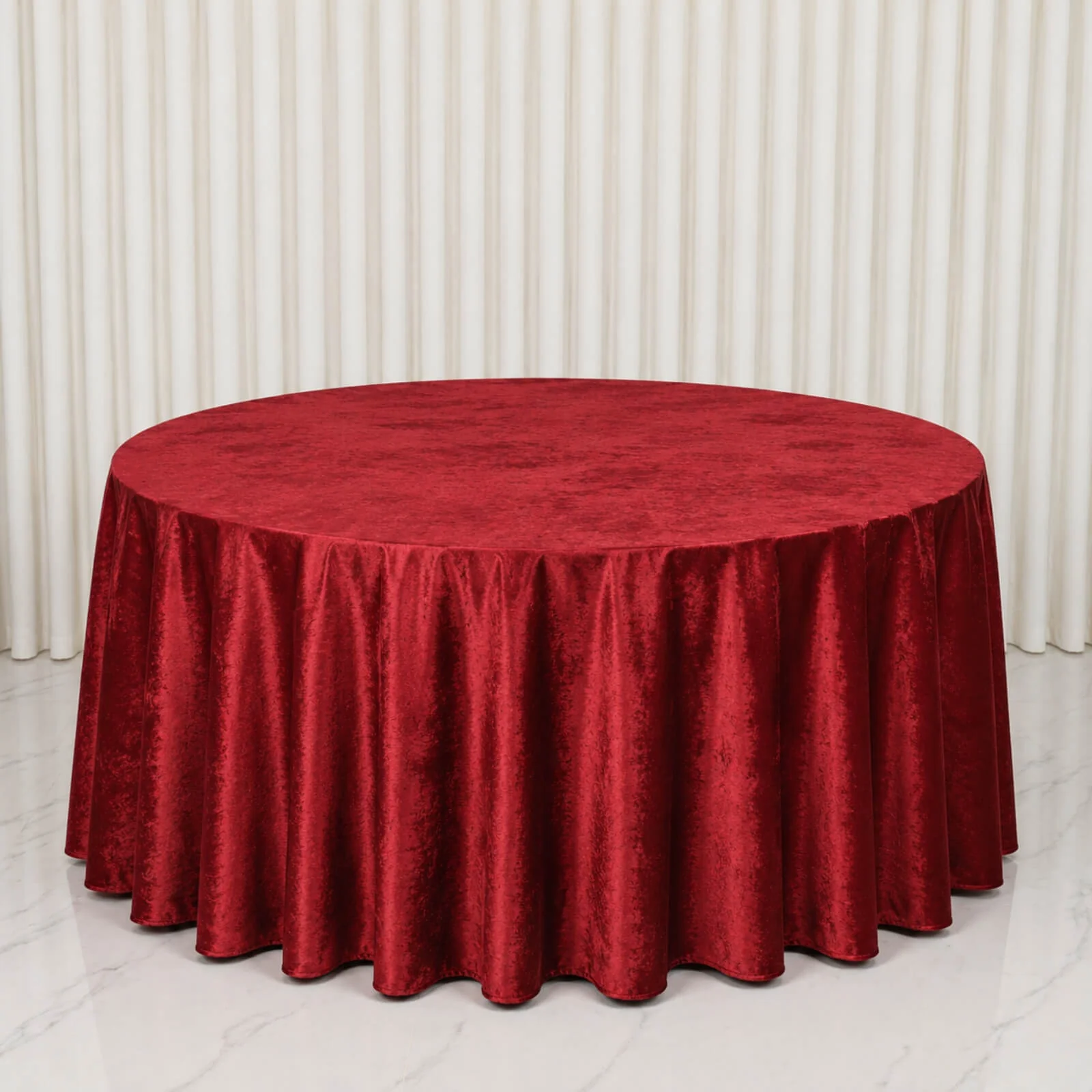 Premium Velvet 132" Round Tablecloth Red - Reusable & Soft Table Cover - Image 3