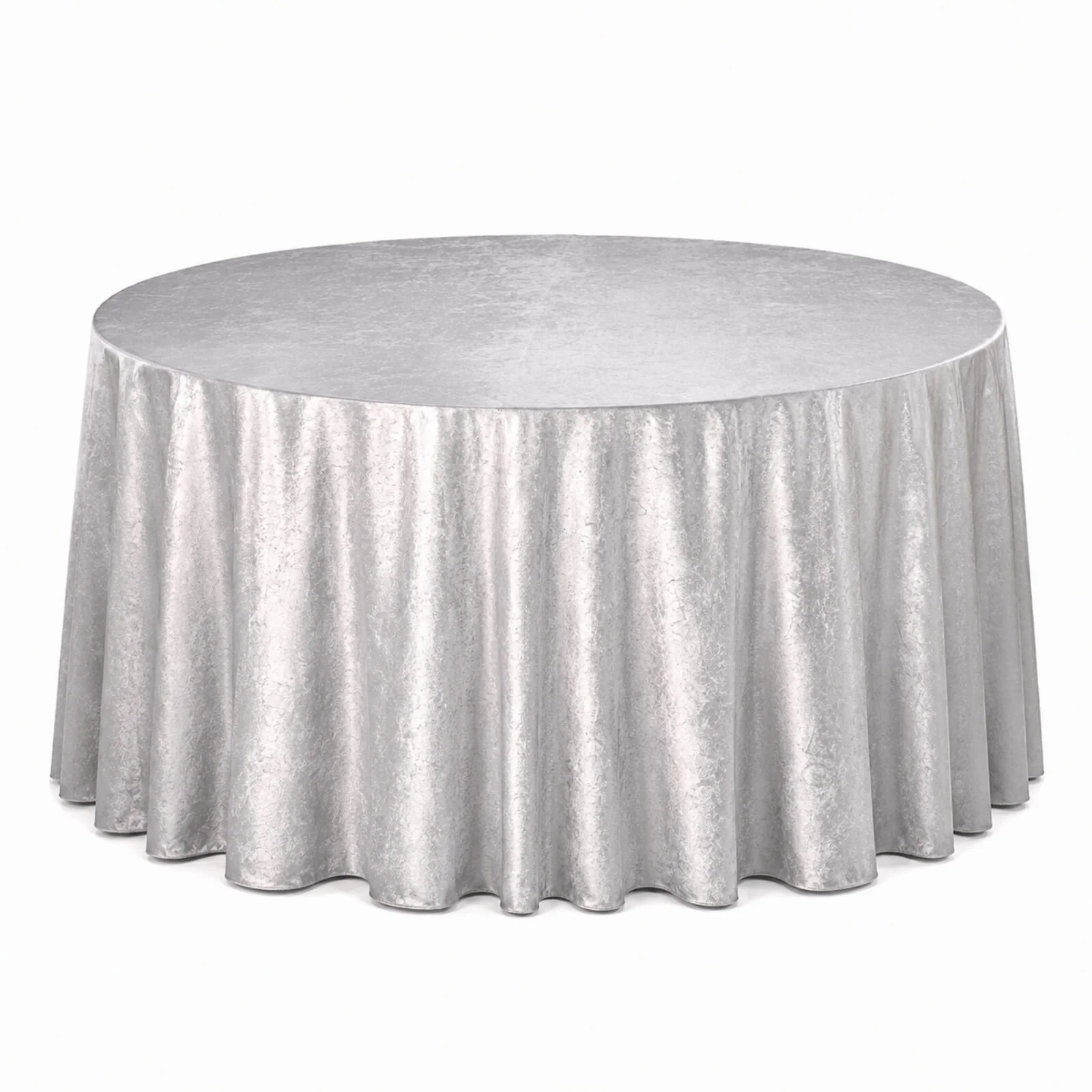 Premium Velvet 132" Round Tablecloth Silver - Reusable & Soft Table Cover