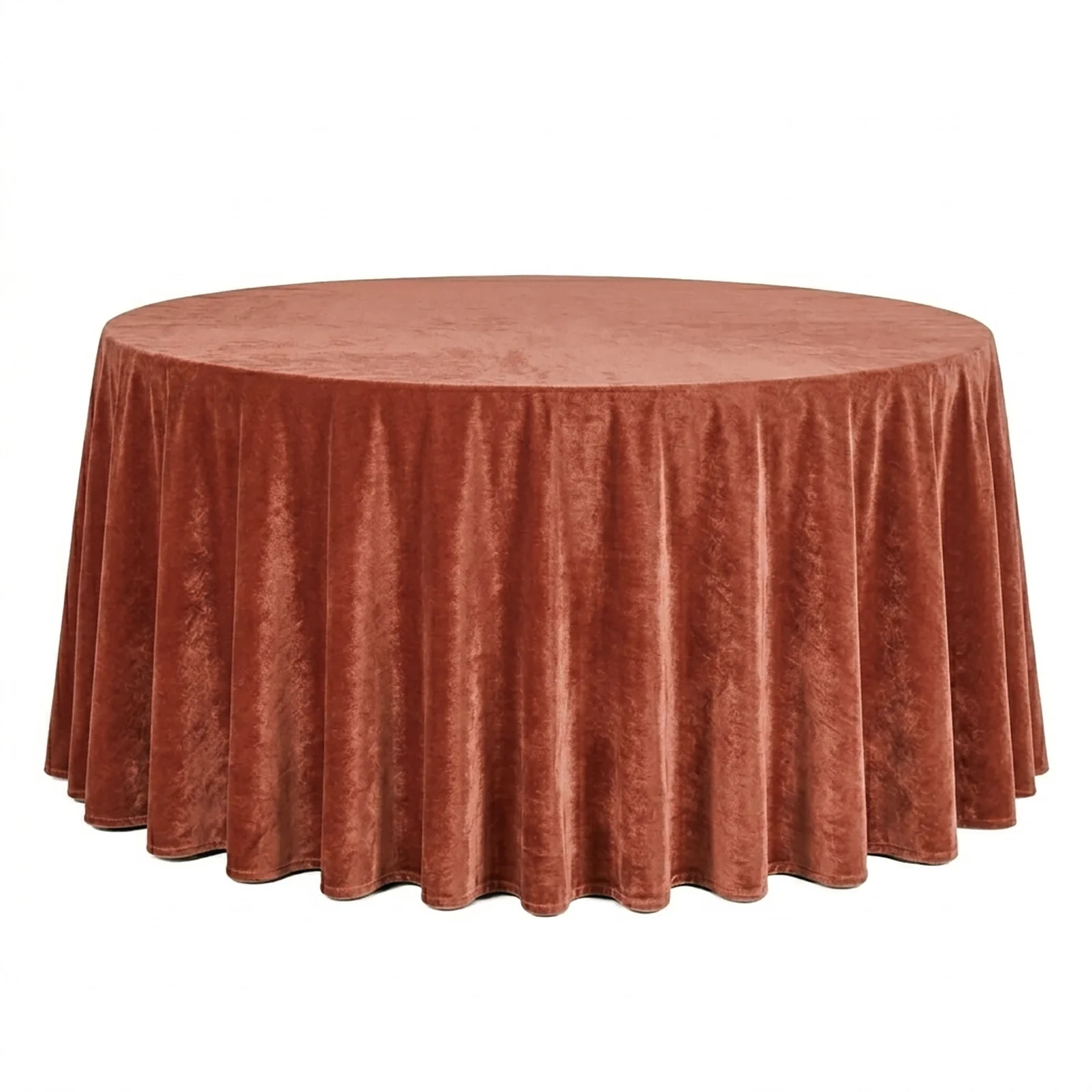 Premium Velvet 132" Round Tablecloth Terracotta (Rust) - Reusable & Soft Table Cover - Image 2