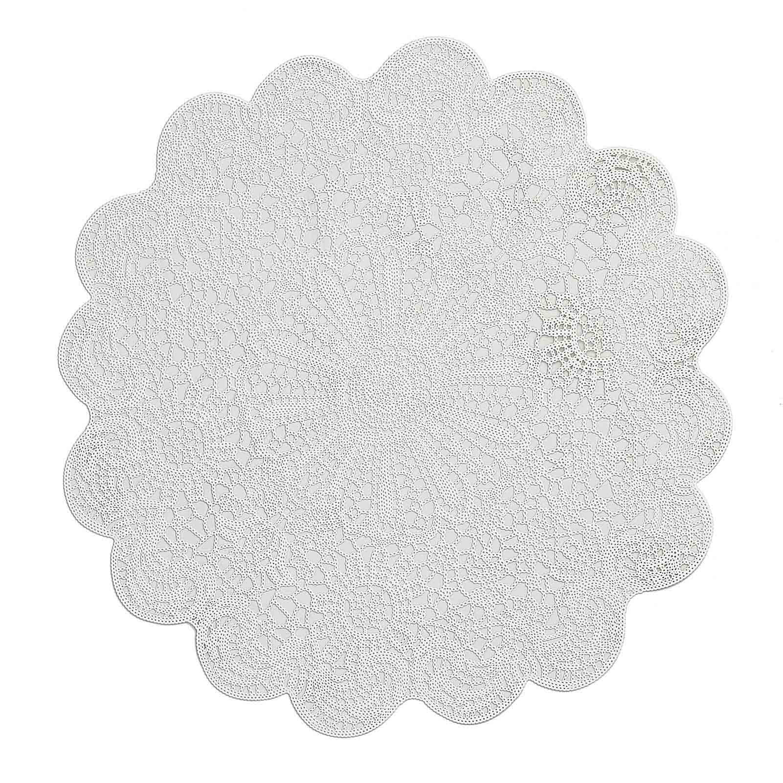 6-Pack Dining Table Mats Floral Lace Design White - Vinyl Non-Slip Surface with Vintage Appeal 15" - Image 7
