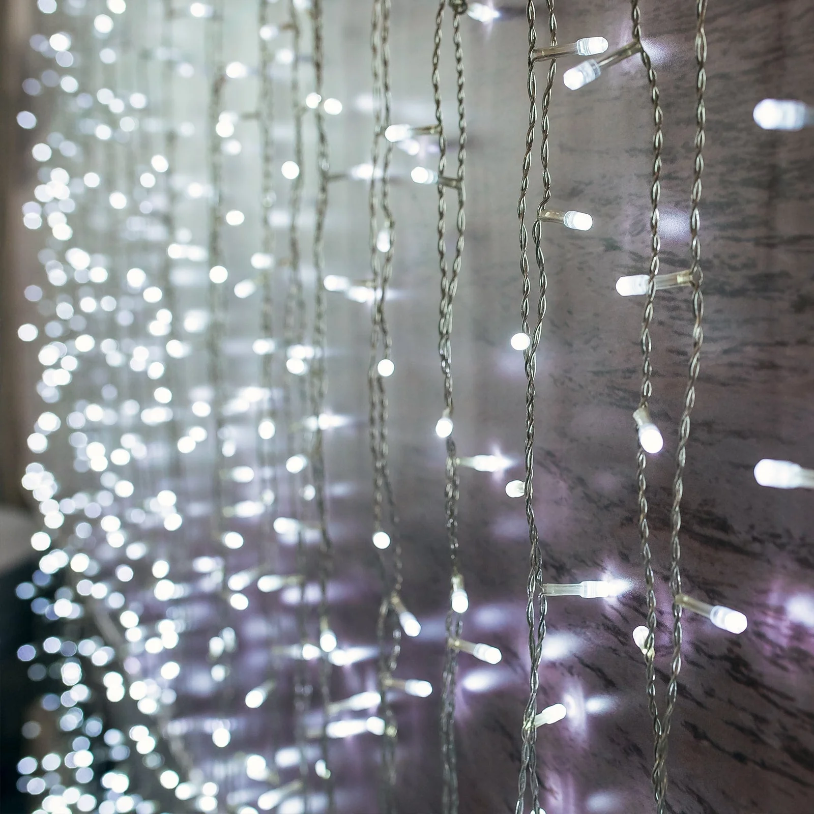 10ftx20ft Cool White 600 LED Curtain String Lights with 8 Modes & Inline Memory Controller, Plug In Connectable Fairy Lights - Image 2